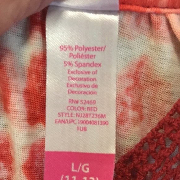 NO Boundaries Women’s Sleeveless Tunic Tie Dye With Crochet Front Neck Coral L - Picture 9 of 9